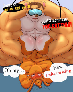 abs anal anal_penetration anthro big_butt blush blush_lines butt dialogue duo embarrassed eyebrows eyewear fur glasses glistening glistening_butt grabbing_waist hands_on_waist male male/male mouse_tail multicolored_body muscular muscular_anthro muscular_arms muscular_male open_mouth orange_body orange_fur pecs penetration size_difference speech_bubble tail tail_over_face text thought_bubble visor wearing_glasses white_body white_fur ryanburr geronimo_stilton_(series) bruce_hyena geronimo_stilton mammal mouse murid murine rodent english_text hi_res