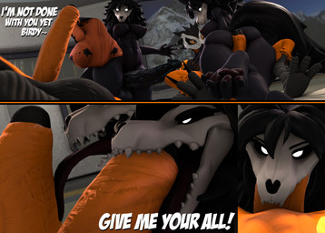 anthro balls big_balls big_breasts big_butt big_penis black_body black_fur black_penis bone breasts butt claws clothed clothing dialogue dominant dominant_female duo erect_nipples erection feathers female first_person_view foreskin fur genitals hot_dogging intersex intersex/male licking long_tongue looking_at_viewer looking_pleasured male male/female male_pov nipples nude oral oral_penetration orange_body orange_eyes orange_feathers orange_penis partially_clothed pawpads paws penetration penile penis penis_lick sex skull skull_head teratophilia text tongue torn_clothing undressing white_eyes furchev da.nilkaz_(modeler) scp_foundation cedric_nightshade_(furchev) mal0 scp-1471-a scp-1471-a_(da.nilkaz) avian bird corvid corvus_(genus) crow monster oscine passerine 3d_(artwork) comic digital_media_(artwork) english_text hi_res source_filmmaker_(artwork)