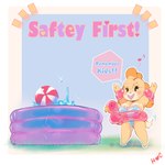 anthro clothed clothing female frilly frilly_clothing inflatable inner_tube one-piece_swimsuit solo swimwear home-cooking animal_crossing nintendo isabelle_(animal_crossing)