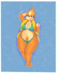 anthro anthrofied bikini breasts clothing female navel simple_background smile solo swimwear two-piece_swimsuit wide_hips boiful nintendo pokemon floatzel generation_4_pokemon mammal mustelid pokemon_(species) 2019 digital_media_(artwork) hi_res