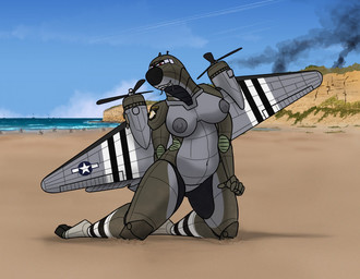 aircraft airplane anthro areola back_wings beach big_areola big_nipples breasts cliff cloud cockpit featureless_crotch female green_body grey_body kneeling looking_at_viewer machine metallic_body nipples not_furry nude nude_anthro nude_female outside propeller sand sea sky smile smoke solo thick_thighs vehicle water wings qwerty1989 aeromorph living_aircraft living_machine living_vehicle digital_media_(artwork)