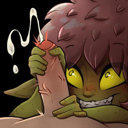 black_background blush bodily_fluids cum cumshot duo ejaculation female female_on_human fingers first_person_view foreskin freckled_arms freckled_ears freckled_face freckles genital_fluids genitals glistening glistening_eyes green_body hair handjob human_on_humanoid human_pov humanoid_pointy_ears interspecies male male/female male_on_humanoid male_pov not_furry penile penis pointy_ears pupils sex simple_background smile yellow_eyes bonnytoad nomo_sourgrove goblin human humanoid mammal 1:1 absurd_res hi_res