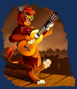 4_toes anthro black_lips blue_nose collar crowd detailed_background digitigrade eyes_closed feet fur group hair lips male multicolored_body multicolored_fur orange_hair pawpads paws performance solo_focus stage standing teeth toes tongue ulitochka felid lion mammal pantherine 2014 alpha_channel digital_media_(artwork) shaded