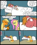 2012 applejack_(mlp) bandage bed big_macintosh_(mlp) blonde_hair bodily_fluids clothed clothing comic cowboy_hat crying cutie_mark dialogue digital_media_(artwork) earth_pony english_text equid equine eyes_closed feathered_wings feathers female feral fluttershy_(mlp) freckles friendship_is_magic fur furniture green_eyes group hair hasbro hat headgear headwear horse inside lying male mammal medical metal_(artist) my_little_pony mythological_creature mythological_equine mythology on_bed orange_body orange_fur orange_hair patient pegasus pink_hair pony red_body red_fur sad sleeping tears text unconscious wings worried wounded yellow_body yellow_feathers yellow_fur