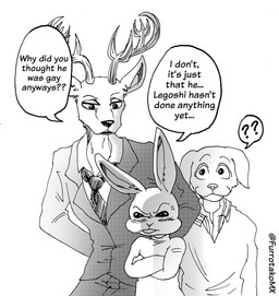 angry anthro antlers clothing cross-popping_vein crossed_arms female group horn lgbt_pride looking_at_another male necktie on_model open_mouth pride_colors rainbow_flag rainbow_pride_flag rainbow_symbol standing suit teeth text three-quarter_view efradraws beastars haru_(beastars) jack_(beastars) louis_(beastars) bird_dog canid canine canis cervine deer domestic_dog hunting_dog labrador lagomorph leporid mammal rabbit red_deer retriever 2025 absurd_res digital_drawing_(artwork) digital_media_(artwork) halftone hi_res monochrome