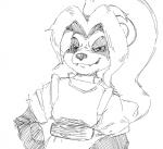 anthro female simple_background solo white_background young young_anthro smekbo blizzard_entertainment warcraft li_li_stormstout bear mammal pandaren monochrome