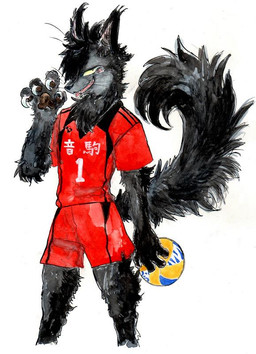alternate_species anthro ball biped black_body black_fur bottomwear claws clothed clothing fingers fluffy fluffy_tail fur furrification hair holding_ball holding_object male open_mouth pawpads paws shirt shorts simple_background smile solo sport sportswear standing tail text topwear tuft uniform whiskers white_background yellow_eyes kyokyota haikyuu!! tetsuro_kuroo canid canine domestic_cat felid feline felis maine_coon mammal 2015 japanese_text