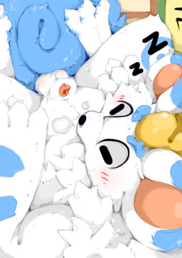 animal_genitalia animal_penis anthro balls fluffy fluffy_tail fur genitals horn male penis round_ears sleeping solo tail white_body white_fur saljidark fabulous_beasts mythology tianlu_(fabulous_beasts) mythological_creature pixiu absurd_res hi_res