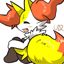 ambiguous_anthro ambiguous_gender anthro arm_tuft biped black_body blush blush_lines cheek_tuft chest_tuft cute_fangs dipstick_tail eyes_closed facial_tuft fangs fur hip_tuft holding_both_knees holding_both_legs inner_ear_fluff markings multicolored_body multicolored_fur multicolored_tail nude_ambiguous nude_anthro open_mouth open_smile orange_body orange_fur orange_inner_ear_fluff orange_nose orange_tail_tip pointy_ears prick_ears shoulder_tuft side_view simple_background sitting smile solo tail tail_markings tapering_snout teeth tuft two_tone_tail white_background white_body white_fur yellow_body yellow_fur yellow_tail quail_00n0 nintendo pokemon braixen canid generation_6_pokemon mammal pokemon_(species) 1:1 2021 cel_shading colored colored_sketch digital_drawing_(artwork) digital_media_(artwork) full-length_portrait japanese_description portrait shaded signature sketch translated_description