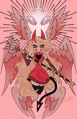 4_wings clothed clothing feathered_wings feathers female multi_wing not_furry solo spade_tail tail wings yasutak1192 hazbin_hotel hellaverse charlie_morningstar demon demon_humanoid humanoid absurd_res hi_res