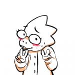 1:1 alphys anthro anzu0 blush clothing eyewear female glasses lizard looking_at_viewer low_res reptile scalie simple_background solo undertale undertale_(series) white_background