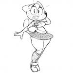 1:1 anthro bodily_fluids bottomwear breasts cartoon_network clothed clothing domestic_cat felid feline felis female fur looking_at_viewer mammal mature_anthro mature_female miniskirt monochrome nicole_watterson skirt solo stickypad surprise sweat the_amazing_world_of_gumball wide_hips
