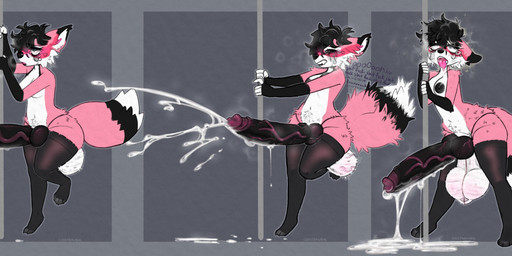 anthro balls big_balls big_penis bodily_fluids breasts clothing cum ejaculation foreskin fur genital_fluids genital_raphe genitals gynomorph hands-free huge_balls huge_penis humanoid_genitalia humanoid_penis hybrid_genitalia hybrid_penis intersex knot knotted_humanoid_penis knotted_penis legwear orgasm_face penis pink_body pink_fur pole raphe_(anatomy) retracted_balls retracted_foreskin scrotal_raphe scrotum_flap solo spontaneous_ejaculation stripper_pole thigh_highs tongue tongue_out chostrawbie julip_(chostrawbie) canid canine mammal 2024 absurd_res hi_res