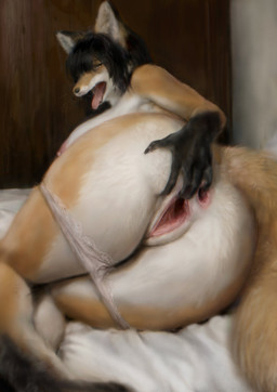 5_fingers anal anal_fingering anthro anus bed bed_sheet bedding bedroom big_breasts black_hair breasts butt claws clothing fangs female female_anthro fingering fingers fur furniture genitals hair looking_at_viewer looking_back multicolored_body multicolored_fur nipples nude open_mouth orange_body orange_fur presenting presenting_hindquarters realistic_anthro solo spread_anus spread_butt spread_vulva spreading tail teeth tongue tongue_out underwear vaginal vaginal_fingering vulva white_body white_fur mayo_the_fox canid canine fox mammal red_fox true_fox absurd_res digital_media_(artwork) digital_painting_(artwork) hi_res painting_(artwork) shaded soft_shading