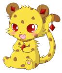 accessory blush feral fur furgonomics jewelry markings open_mouth red_eyes ring simple_background solo spots spotted_body spotted_fur tail tail_accessory tail_jewelry tail_ring white_background yellow_body yellow_fur @eevee jewelpet sanrio sega sega_fave jasper_(jewelpet) cheetah felid feline mammal