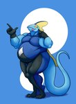 3_toes 5_fingers absurd_res anthro belly big_belly big_muscles blue_background blue_belly blue_body blue_tail blue_theme bluejeff24 feet fingers generation_8_pokemon half-closed_eyes hi_res inteleon jeffieb19 love_handles male musclegut muscular muscular_anthro muscular_male narrowed_eyes nintendo overweight overweight_anthro overweight_male pecs pink_tongue pokemon pokemon_(species) pose simple_background solo tail thick_thighs toes tongue tongue_out yellow_eyes