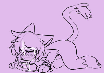 all_fours anthro bdsm blush bodily_fluids bondage_gear bondage_gloves bowl clothing container cum cum_as_food cum_in_bowl cum_in_container cum_in_hair cum_on_face cum_on_tongue fur genital_fluids gloves gloves_only hair half-closed_eyes handwear handwear_only heart_eyes heart_symbol inner_ear_fluff lock male mostly_nude narrowed_eyes nude pet_bowl petplay raised_tail roleplay solo tail tongue tongue_out tuft kaittycat kaitty domestic_cat felid feline felis mammal hi_res