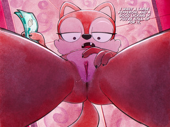 anthro anus bodily_fluids butt cunnilingus_request female genital_fluids genitals looking_at_viewer looking_down looking_down_at_viewer low-angle_view money nude open_mouth oral_request presenting presenting_vulva red_body requesting sex_request solo tail text vaginal_fluids vulva worm's-eye_view young young_female drockdraw disney kiff_(series) candle_fox canid canine fox mammal red_fox true_fox 2026 english_text