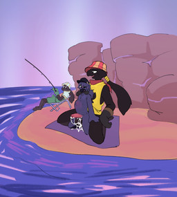 abdominal_bulge anthro beach being_watched bodily_fluids clothing cum cum_in_ass cum_inside cum_while_penetrated genital_fluids hair hat hat_only headgear headgear_only headwear headwear_only looking_at_another male male/male mostly_nude outside_sex penetration ponytail sex sex_on_the_beach size_difference martindosent the_big_catch caster_(the_big_catch) gwilym_(cawky_crows) tackle_(the_big_catch) avian bird corvid corvus_(genus) crow fyskari oscine passerine hi_res