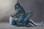 amazon_position anal anal_penetration anthro anthro_on_anthro anthro_penetrated anthro_penetrating anthro_penetrating_anthro azskel balls blue_body blue_fur bodily_fluids butt dragon duo ears fur genitals hand_on_ear hand_on_head hi_res horn lying lying_on_ground male male/male male_penetrated male_penetrating male_penetrating_anthro male_penetrating_male mane markings multicolored_body multicolored_fur mythological_creature mythological_scalie mythology on_back on_ground oral oral_penetration penetration penile penile_penetration penis raised_tail reku_illustration scale_markings scales scalie sex simple_background sitting_on_another tail tail_fetish tail_fucking tail_fur tail_play tail_sex two_tone_body two_tone_fur white_body white_fur