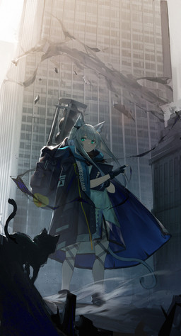 ambiguous_gender backpack black_body black_fur blue_eyes city clothed clothing coat day duo female feral fingerless_gloves footwear fur gloves hair handwear long_hair looking_at_viewer outside ruins solo_focus standing tablet topwear white_body white_fur white_hair maoguoing arknights hypergryph studio_montagne rosmontis_(arknights) animal_humanoid felid felid_humanoid feline feline_humanoid humanoid mammal mammal_humanoid 2020 hi_res