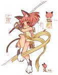 5_fingers belt black_tail chibi clothed clothing female fingers footwear front_view gloves hair handwear inner_ear_fluff katana legwear melee_weapon multicolored_tail multiple_angles ninja partially_clothed pink_hair red_eyes shoes side_view solo sword tail text tuft warrior weapon white_tail rikose animal_humanoid cat_humanoid felid felid_humanoid feline feline_humanoid humanoid mammal mammal_humanoid archived_source japanese_text