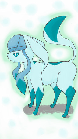 ambiguous_gender raised_tail simple_background solo standing tail white_background kagura_0471 nintendo pokemon eeveelution generation_4_pokemon glaceon pokemon_(species) 2015 9:16 hi_res