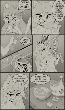 accessory anthro areola bathroom big_breasts blush blush_lines bow_ribbon bow_tie bowl breasts buckteeth claws clothed clothing container crown dialogue dress extreme_size_difference eyelashes female finger_claws flower freckled_chest freckled_face freckled_shoulders freckles group hair hair_accessory hairclip headgear jewelry long_eyelashes long_hair low_contrast maid_uniform male micro motion_lines mouse_tail necklace nipples nude nude_anthro nude_female pawpads plant servant servants sharp_teeth size_difference small_breasts soap soapy soapy_water squeezing teeth text trio tuft uniform water wet wet_body wet_hair muhny lily_(muhny) lyle_(muhny) princess_nino_(muhny) domestic_cat felid feline felis mammal mouse murid murine rodent comic english_text greyscale hi_res monochrome