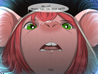 anthro clothed clothing dialogue dungeon female hair looking_at_viewer mouse_ears open_mouth simple_background solo teeth text topwear yourumi tilly_(yourumi) mammal mouse murid murine rodent 4:3 comic digital_media_(artwork) english_text