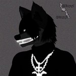 anthro black_body black_clothing black_fur chain_jewelry chain_necklace clothing dark fur glowing glowing_eyes glowing_teeth grey_body grey_fur jewelry male necklace noise_filter solo static_background sweater teeth topwear turtleneck white_eyes erryryl ken_carson_(rapper) canid canine fox mammal 1:1 album_cover cover hi_res