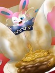 anthro anus anus_focus breasts button_(fastener) clothed clothing diarrhea dish dress feces feces_as_food feces_in_ass feces_on_plate feces_pile female food_in_feces fur genitals half-closed_eyes heart_symbol inside lying lying_on_table multicolored_body narrowed_eyes on_back one_eye_closed open_mouth open_smile partially_clothed pink_body pink_fur pooping pooping_on_plate pussy ribbons_(anatomy) scatplay smelly smile solo spread_legs spreading teeth two_tone_body white_body white_fur drain_scat nintendo pokemon eeveelution generation_6_pokemon pokemon_(species) sylveon 2024 3:4 absurd_res hi_res