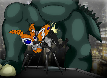 all_fours bodily_fluids cum cum_in_vagina cum_inside doggystyle duo female female_focus from_behind_position genital_fluids huge_penetration larger_male male male/female penetration penile penile_penetration semi-anthro sex size_difference smaller_female solo_focus vaginal_fluids pornwhal godzilla_(series) monsterverse mothra_(series) toho godzilla mothra arthropod butterfly insect kaiju lepidopteran moth hi_res