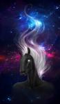 abstract_background cosmos glowing male solo stare universe quillu wiredhooves interstellar demon equid equine horse mammal 2016 hi_res portrait