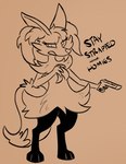 ambiguous_gender anthro female gun handgun humor male pistol ranged_weapon solo_focus text weapon muffinlicious nintendo pokemon braixen generation_6_pokemon pokemon_(species) sketch