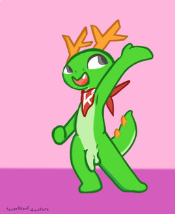 2_horns anthro balls blinking casual_exposure dancing excited flaccid front_view genitals green_balls green_body green_penis grey_eyes happy horn humanoid_genitalia humanoid_penis kerchief kerchief_only male mitten_hands mostly_nude neckerchief neckerchief_only neckwear open_mouth open_smile penis red_kerchief simple_background smile snaggle_tooth solo spiked_tail spikes spikes_(anatomy) standing tail text sauerkraut_raptors kde mythology konqi dragon mythological_creature mythological_scalie scalie 2025 2d_animation animated animated_png artist_name digital_media_(artwork) frame_by_frame hi_res loop