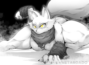 5_fingers anthro arm_warmers armwear big_breasts big_tail breasts claws clothing crouching curvy_figure featureless_breasts female finger_claws fingers fluffy fluffy_tail fur glistening glistening_body glistening_fur huge_hips huge_thighs inner_ear_fluff long_tail nude scarf solo tail text thick_thighs tuft voluptuous voluptuous_anthro voluptuous_female wide_hipped_anthro wide_hipped_female wide_hips netardado teenage_mutant_ninja_turtles alopex arctic_fox canid canine fox mammal true_fox 2025 absurd_res artist_name black_and_white greyscale hi_res monochrome watermark