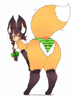 anthro female fluffy fluffy_tail solo tail animal_humanoid canid canine fox humanoid hybrid mammal hi_res