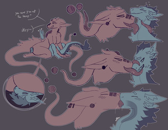 ambiguous_gender anthro blush breasts butt dialogue duo facesitting female licking long_tongue lying on_back simple_background sitting sitting_on_another text tongue tongue_in_mouth tongue_in_throat pantheggon mythology dragon mythological_creature mythological_scalie scalie english_text hi_res
