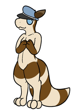 ambiguous_gender anthro anthrofied blue_eyes clothed clothing hat headgear headwear simple_background smile solo trout_(artist) nintendo pokemon furret generation_2_pokemon hybrid kobold pokemon_(species) reptile scalie 2016 aliasing digital_media_(artwork)
