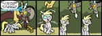 antlers blonde_hair cutie_mark derp_eyes dialogue duo feathered_wings feathers female feral fur grey_body grey_feathers grey_fur hair horn male quadruped red_eyes tail text wings yellow_eyes shuffle001 friendship_is_magic hasbro my_little_pony mythology derpy_hooves_(mlp) discord_(mlp) chimera draconequus equid equine mammal mythological_creature mythological_equine pegasus 2011 comic english_text