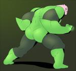 butt clothed clothing fist green_background green_clothing light looking_at_viewer looking_back male manly muscular muscular_humanoid muscular_male pink_body pink_skin pose rear_view shadow simple_background solo standing toony happyending dc_comics green_lantern green_lantern_(series) kilowog alien bolovaxian humanoid 2015 colored digital_media_(artwork) green_theme shaded