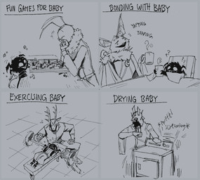 ambiguous_anthro ambiguous_gender anthro antlers appliance bench_press board_game chess clothed clothed_anthro clothes_dryer clothing container cup dryer duo exercise fully_clothed fully_clothed_anthro furniture holding_container holding_cup holding_mug holding_object horn laundry_machine male mug table text aveloka cult_of_the_lamb don't_starve klei_entertainment massive_monster_(studio) cerva_(aveloka) saleos_(cult_of_the_lamb) sozo_(cult_of_the_lamb) tzinn_(aveloka) webber ant arachnid arthropod bat deer hymenopteran insect mammal spider 2024 comic digital_drawing_(artwork) digital_media_(artwork) english_text greyscale monochrome