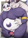 anal anal_penetration anthro balls belly belly_grab big_belly blush bodily_fluids duo erection eyes_closed genitals heart_symbol humanoid_genitalia humanoid_hands humanoid_penis kemono male male/male moobs navel nipples overweight overweight_male penetration penis penis_size_difference purple_body sex simple_background sweat tongue tongue_out white_body 96panda lifewonders tokyo_afterschool_summoners alp_(tas) behemoth_(tas) bear giant_panda mammal 2022 hi_res