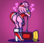 anthro ass_up bodily_fluids breasts butt clothed clothing female genital_fluids genitals heart_eyes heart_symbol no_underwear partially_clothed presenting presenting_hindquarters pussy small_breasts solo vaginal_fluids yellowcyann sega sonic_the_hedgehog_(series) amy_rose eulipotyphlan hedgehog mammal hi_res