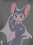 anthro cave female fur peaceful pink_nose pose purple_body purple_eyes purple_fur serious solo wings yellow_eyes kadeki melly_(kadeki) bat mammal vampire digital_drawing_(artwork) digital_media_(artwork) hi_res