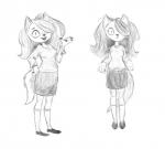 anthro bottomwear breasts clothed clothing female footwear hair legwear shoes skirt socks solo sweater topwear skunkwerks missy_(triatelx) domestic_cat felid feline felis mammal hi_res monochrome