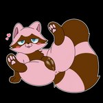 anthro blush female feral genitals presenting pussy solo skellyroon poppy_(skellyroon) mammal procyonid raccoon 1:1 alpha_channel hi_res