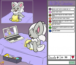 blush bodily_fluids clean_diaper clothed clothing computer detailed_background diaper electronics folded_diaper genital_fluids laptop male onomatopoeia open_mouth sitting solo sound_effects text unclean_diaper urine used_diaper wearing_diaper wet_diaper wetting yaking nintendo pokemon cinccino generation_5_pokemon pokemon_(species) 2019 english_text