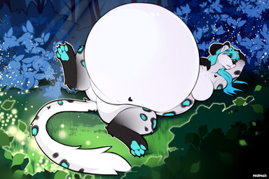 anthro belly big_belly breasts digestion eyes_closed female fur grey_body hair huge_belly hyper hyper_belly markings overweight predator/prey sleeping solo spots spotted_body tail vore persipeach tiffany_(persipeach) felid mammal pantherine snow_leopard 3:2 digital_media_(artwork) hi_res