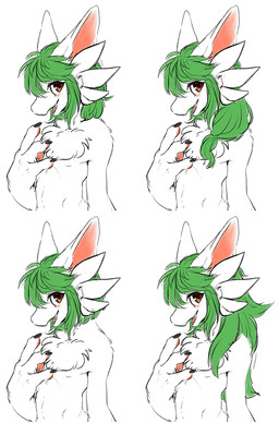 4_fingers anthro big_hands chest_tuft featureless_chest female fingers flat_chested fur green_hair hair hairstyle_change kemono nude simple_background solo tuft white_background white_body white_fur ingi mythology yukari_(character) dragon furred_dragon furred_scalie mythological_creature mythological_scalie scalie 2020 bust_portrait portrait